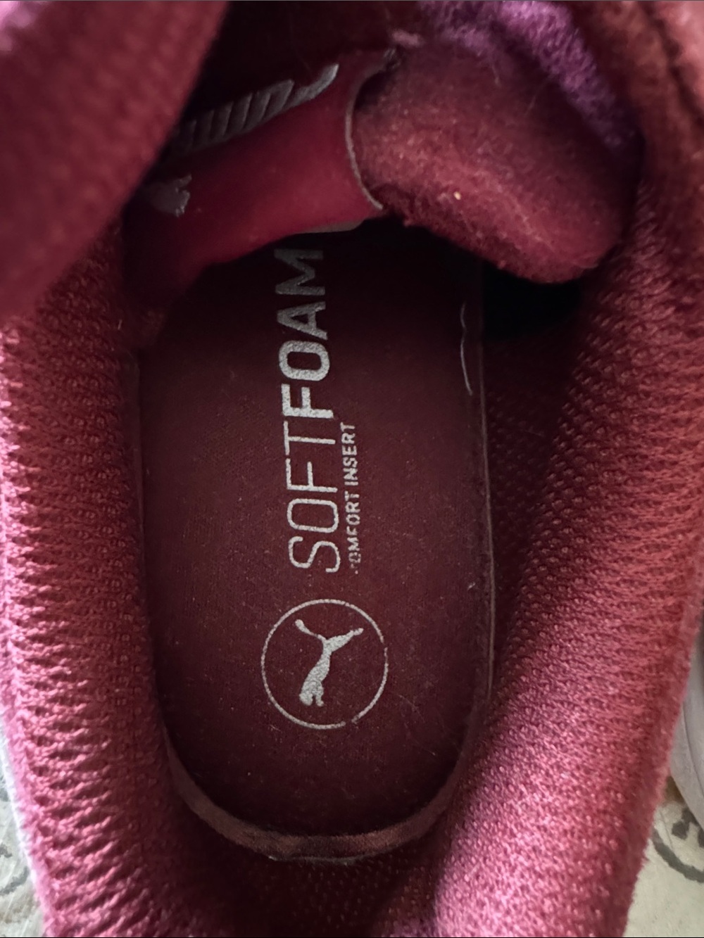 Puma Women's Low-Top Suede Sneakers in Burgundy with White Stripe - Picture 10 of 12